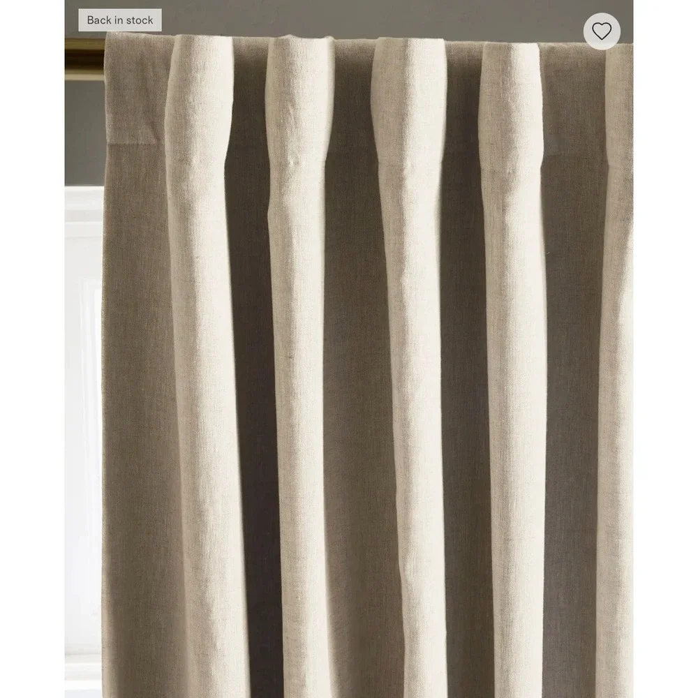 Quince European Linen True Blackout Curtain Light Flax Single Panel 48